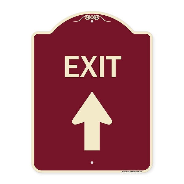 Exit Exit with Up Arrow Heavy-Gauge Aluminum Architectural Sign, 24" H, 18" L, BU-1824-24030